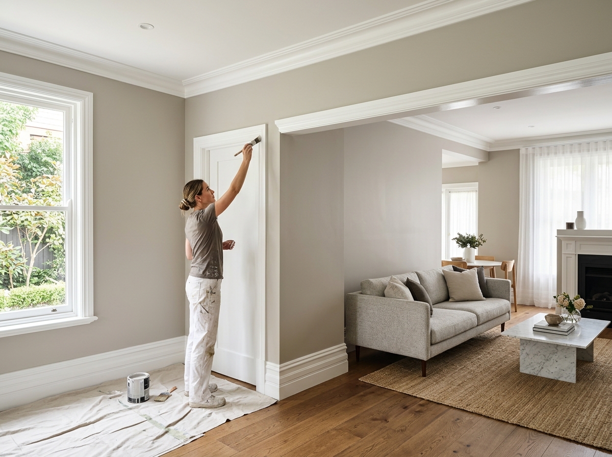 Interior residential painting with crisp lines and smooth walls